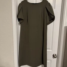 Calvin Klein Women's Tulip Sleeved Above The Knee Sheath Dress Green Size 22