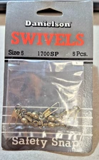 Danielson Safety Snap Swivels package of 5  #1700SP Sz.5 , 6 Snelled Hooks Sz.6