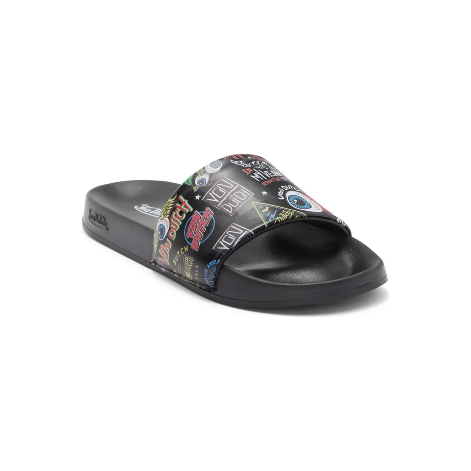 Von Dutch Unisex Slide Sandals with Cushioned Footbed, Graphic Print Pool & Beac