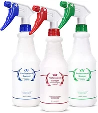 Heavy duty plastic spray bottles set of three 24 ounce assorted colors