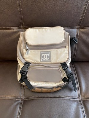 CHANEL Sport Line Beige CC Logo Small Multi-Zip Backpack w/ Detachable Strap