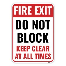 1 PCS 14x10 Inch Aluminum Fire Exit Do Not Block Door Keep Clear Signage Tool