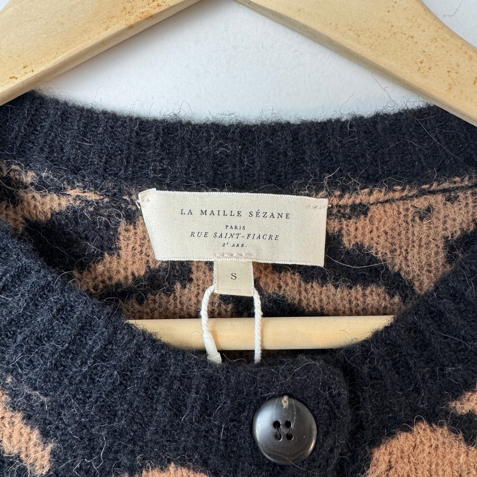 Sezane Women's Charlize Jumper Brown Jacquard Size Small NEW image 2