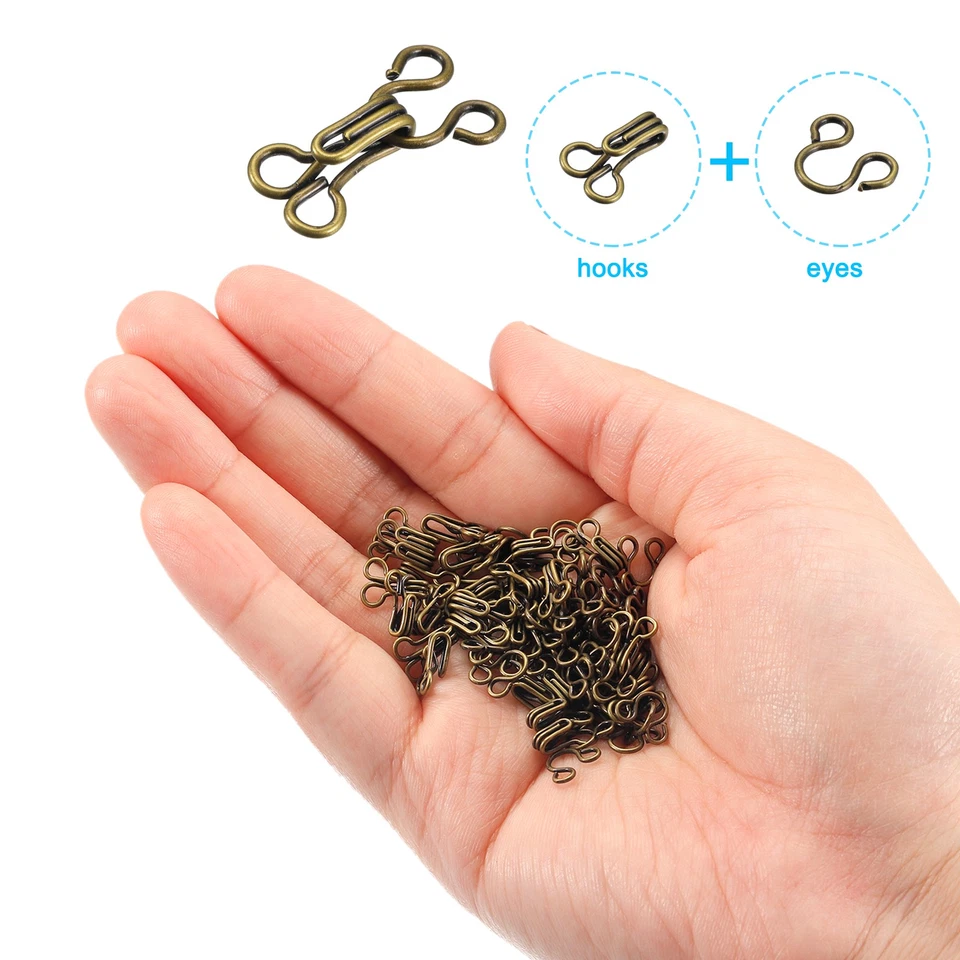60 un. 11.7mm Ganchos de Costura y Cierre de Ojos para Sujetador Pantalones Falda Vestido, Bronce Foto 4 de 4
