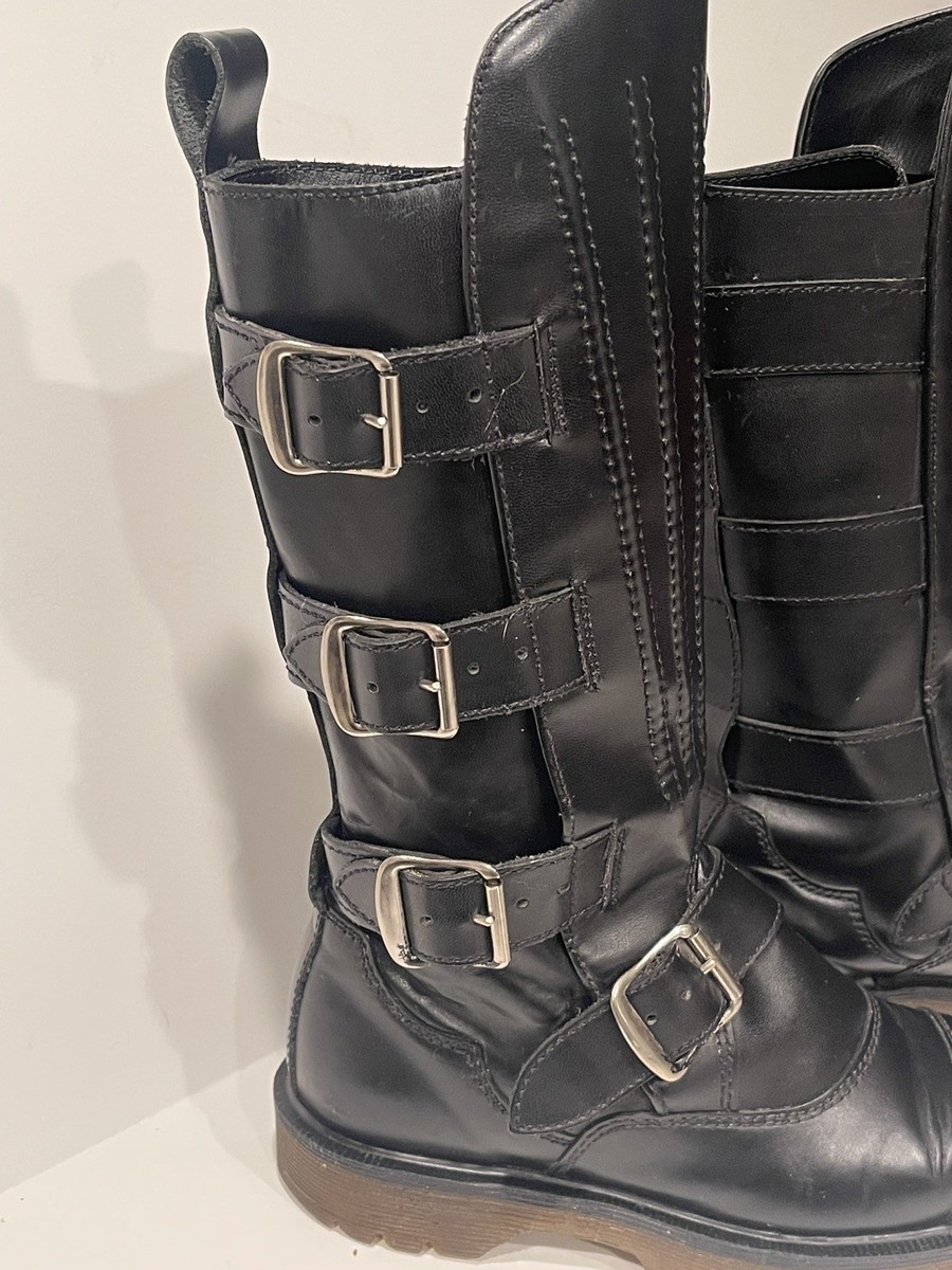 Dr Doc Marten Tall Walking Dead 4 Buckle Combat Black Boots