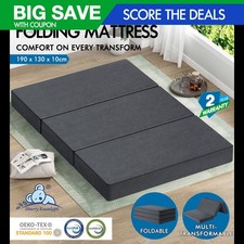 STARRY EUCALYPT Foldable Mattress Folding Foam Mattresses Portable Double Grey