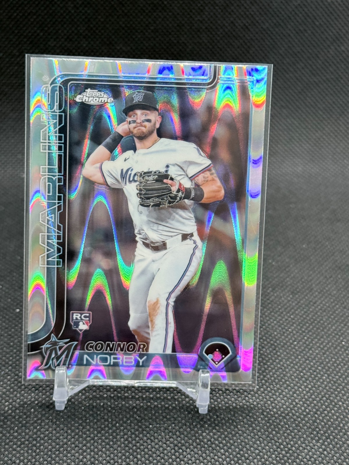 2025 Topps Chrome RAYWAVE REFRACTOR Connor Norby ROOKIE #199 - Miami Marlins