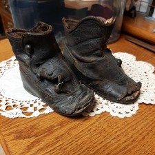 c1880s Victorian Doll Baby Leather button shoes 4.5"