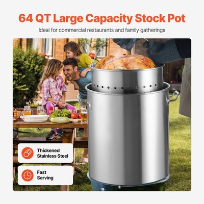 64QT Stainless Steel Stockpot Cooking Kitchen Sauce Pot with