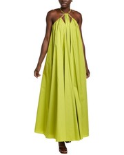 Oscar De La Renta Trapeze Halter Maxi Dress Women's Yellow 2