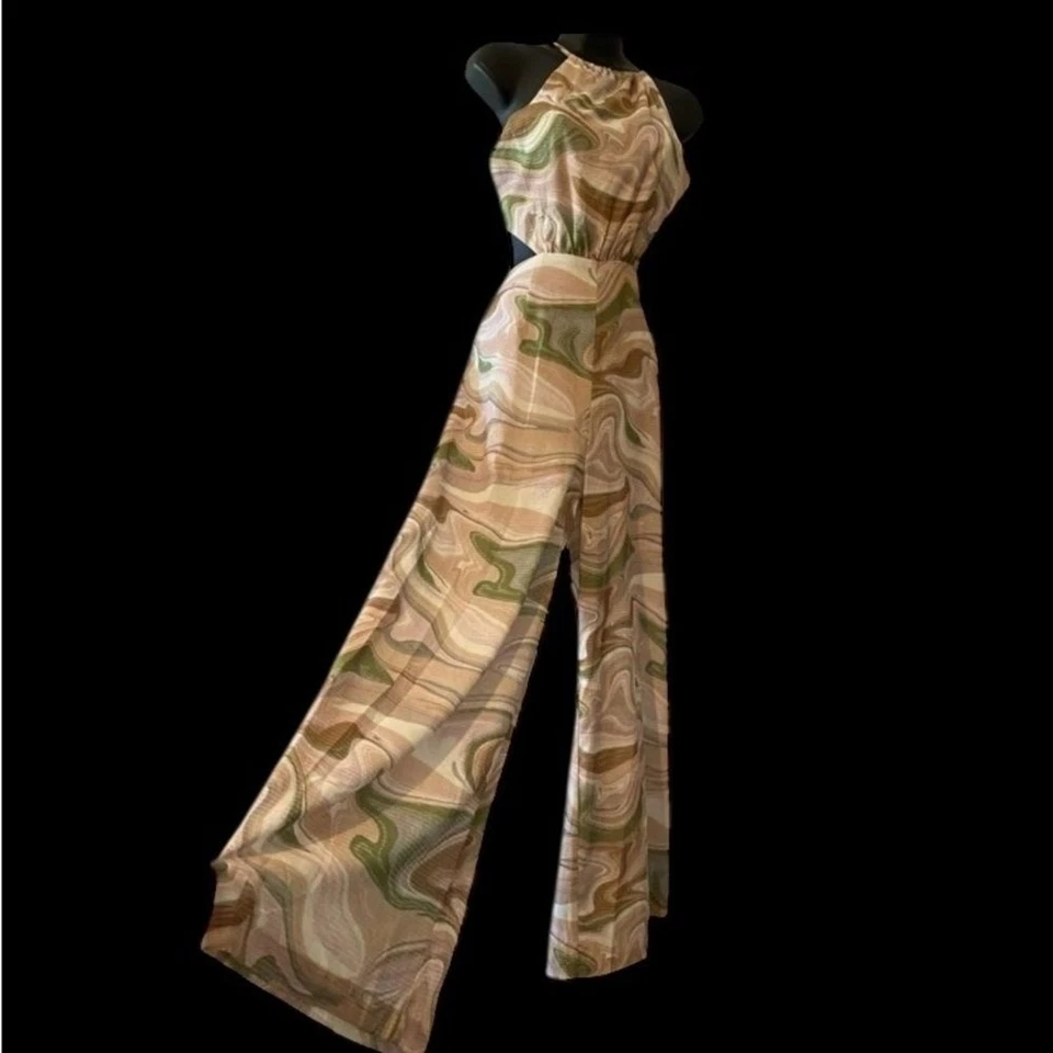 Mono de Verano Exuberante Corte Espalda Halter Mono | Resortwear | Nuevo con Etiquetas Talla S Foto 3 de 4