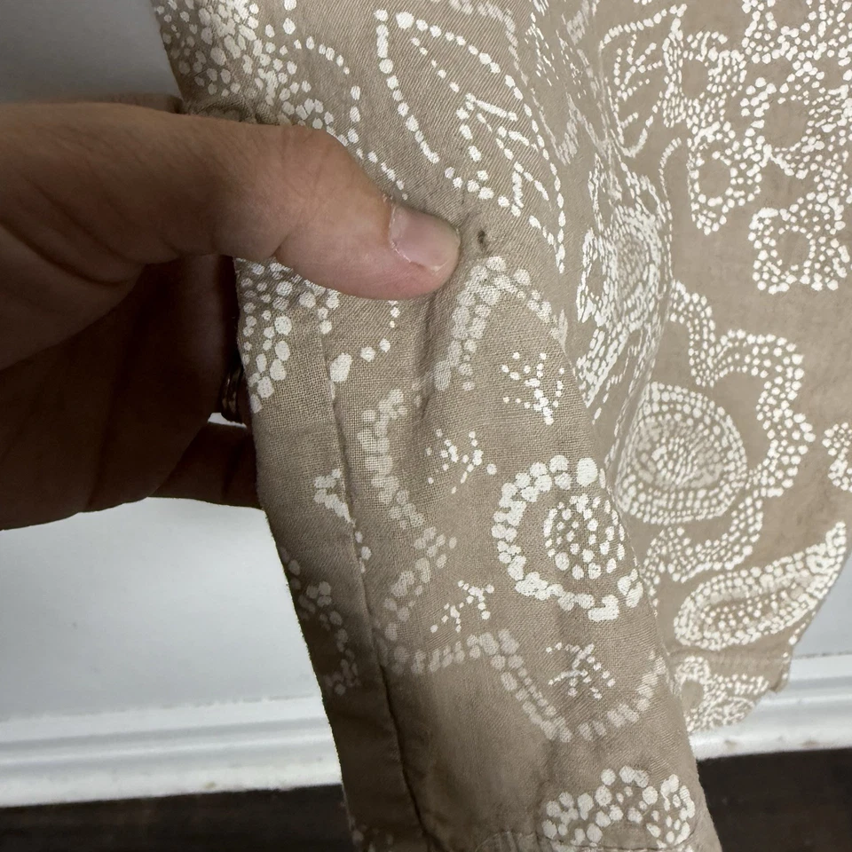 Pantalones para mujer Fresh Produce beige floral algodón playero costero XL Foto 4 de 4