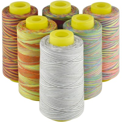 Rainbow Variegated Polyester Serger Sewing Thread, 6 Cones of 3000 Yards Each...