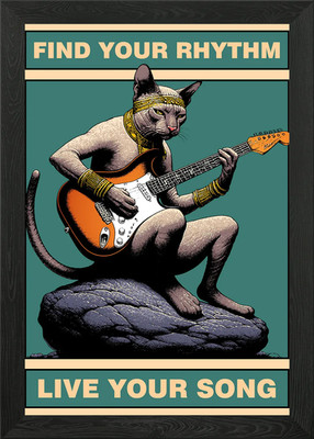 Musik Katze gerahmtes Wandbild Poster Leinwanddruck Bild