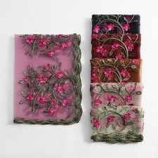 Lace Flower Embroidery Women Hijab Muslim Shawl Wrap Long Headscarf Scarves Arab