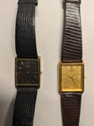 Lot of 2 Vintage Seiko Quartz Watches 7N00-5329  / 7N00-5829 Black / Gold faces