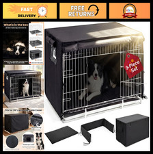 3-Pc Dog Crate Cover Set for 36" Wire Crate - Bed Mat  Bumper Pad, Blackout Sun