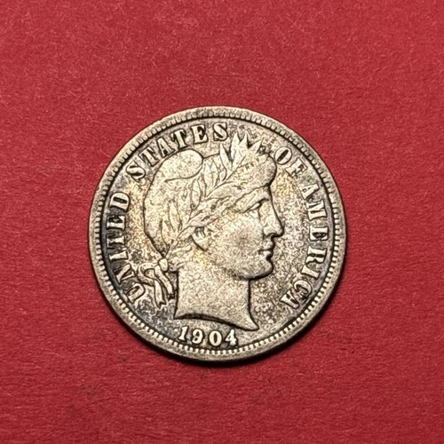 (1) Beautiful Toned Antique 1904-P Barber Dime CHOICE VF-VERY FINE NICE DETAIL
