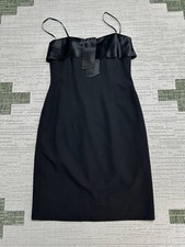 David Meister Mini Dress Women 6 Black Satin Bow Lined Sleeveless Back Zip Party