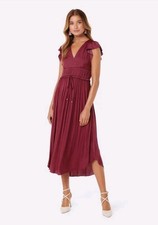 Forever New  Dress Size 10 Midi Clementine Pleat Bodice Dark Rose Woman's 