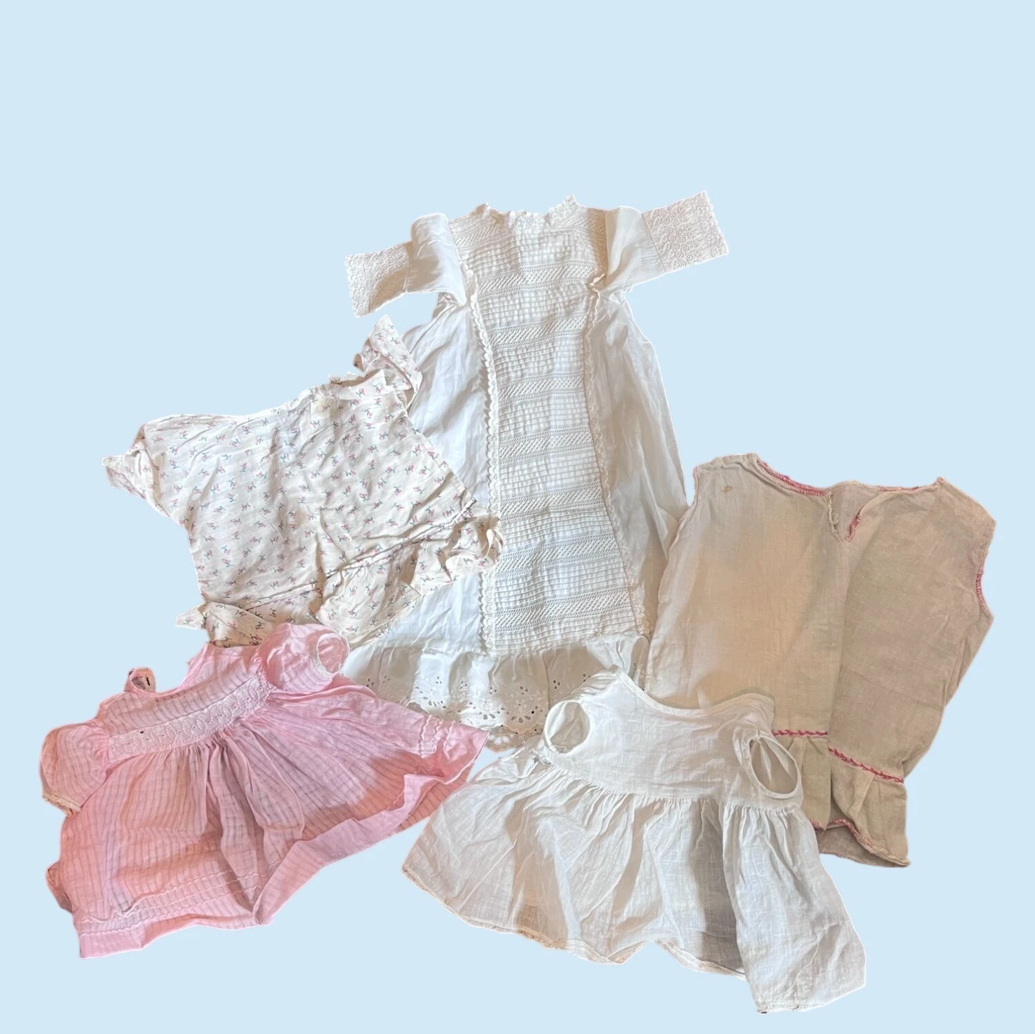 Antique & Vintage Baby Doll Dress Lot Edwardian Lace Gown Doll Clothes 1915-1930