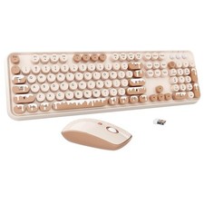 Wireless Keyboard and Mouse Combo 2.4GHz Colorful Cute Round Keycaps Keyboard...