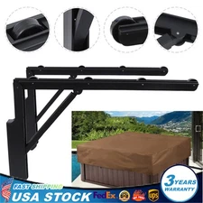 Spa Supply Hot Tub Cover Lift Foldable Hot Tub Cover Roller Racks Black 2Pcs