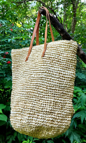 Authentic Handwoven Boho Rattan Straw Purse | Gajih Oval Weave XL Shoulder Bag