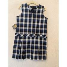 Dennis Uniform Plaid V Neck Pinafore Dress Girls Size H14 Plus