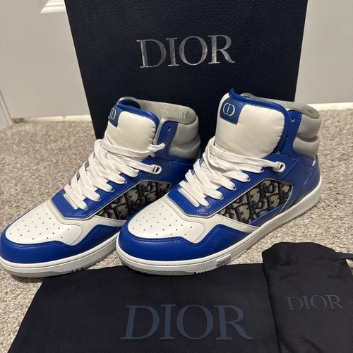 Cuir de veau oblique haut Dior B27 blanc bleu taille 43/US 10 NEUF