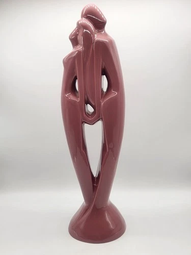 Haeger Pottery Rendezvous Lovers Man Woman Sculpture 20" Mauve Pink MCM Figurine