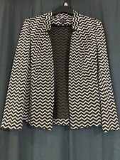 M S Womens Back/White Open Front Blazer Jacket Size UK 14 Regular