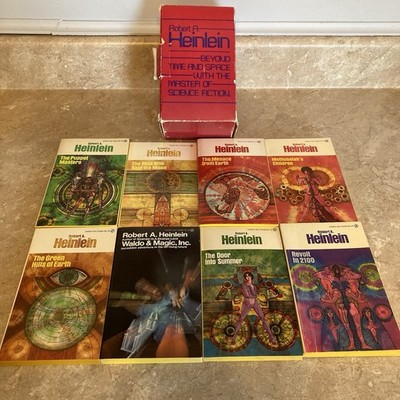Vintage Robert A. Heinlein Paperback Box Set of 8 Signet Sci-Fi Yellow Edge