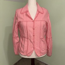 VTG Unbranded Pink Patchwork Button Up Jacket Embroidered Boho Women  s Size L