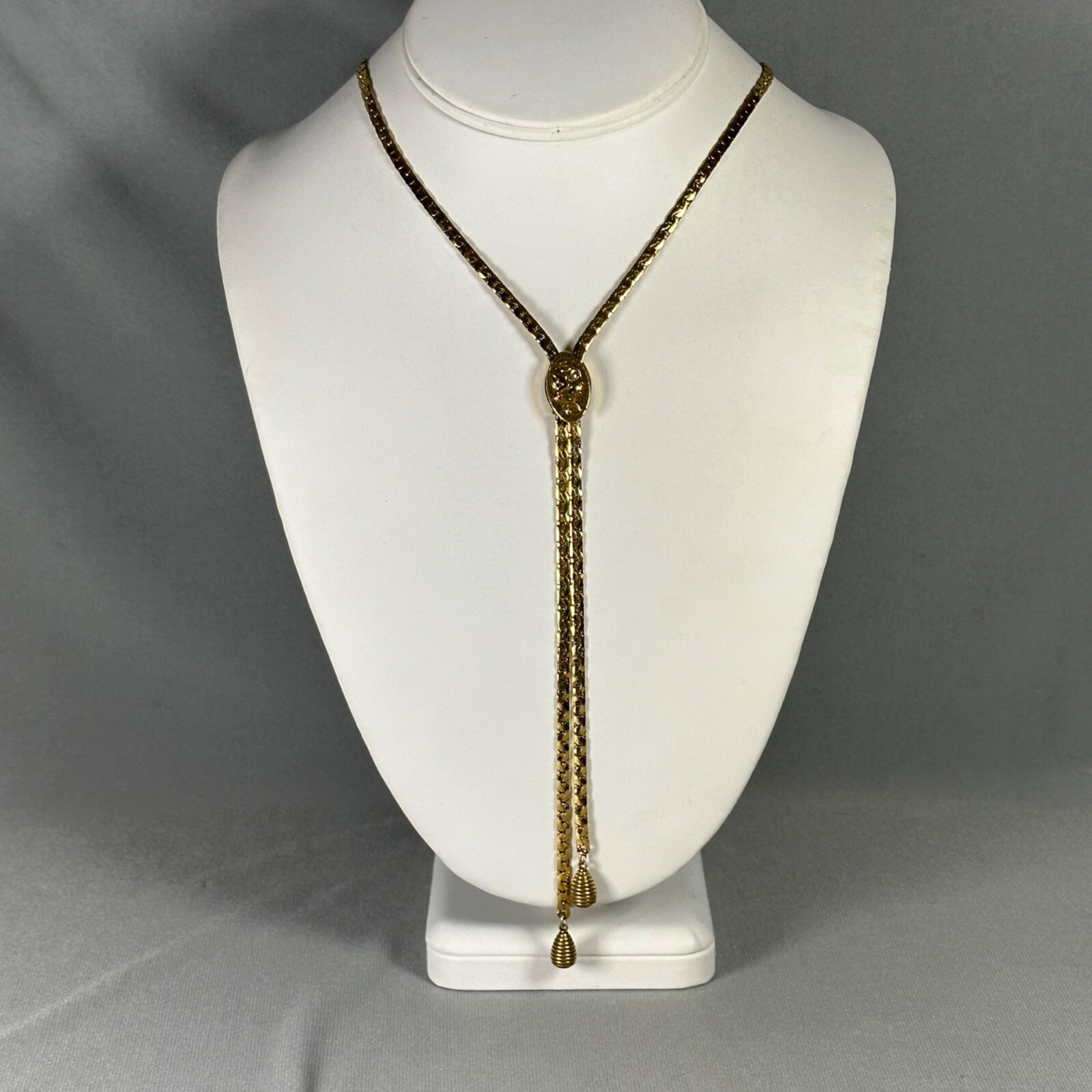 Vintage Goldette Slide Necklace Gold Tone Victorian Revival Cameo