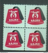Freemasonry Seal / Label Block " Shriner RAJAH Temple " Masonic Cinderella