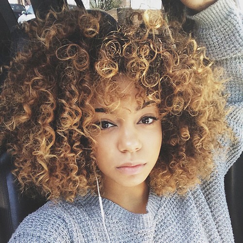 Natural Custom synthetic Afro Kinky Curly Wig light blonde brown women full wig - Picture 2 of 7