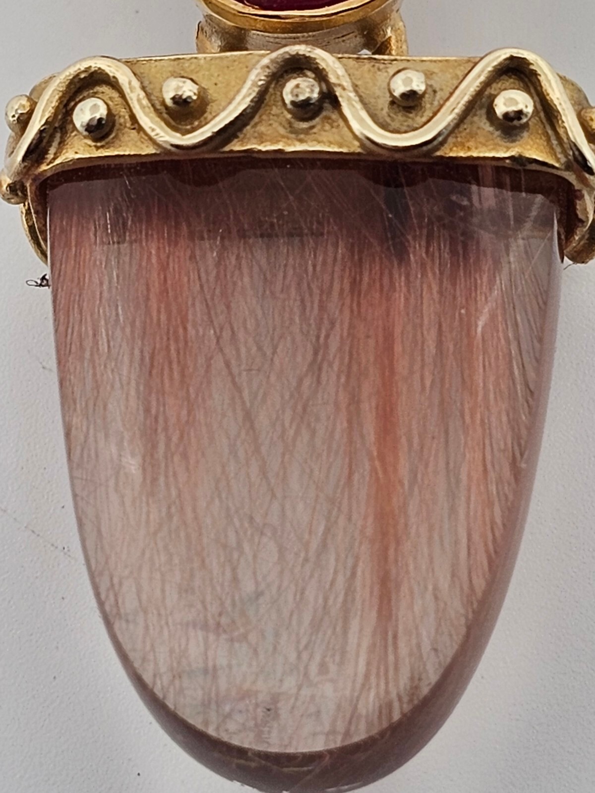 Vintage Large Solid 14K Gold Ruby Rutilated Quart… - image 15