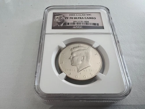 2005-S CLAD KENNEDY HALF DOLLAR NGC PF70 PORTRAIT LABEL "TOP POP"