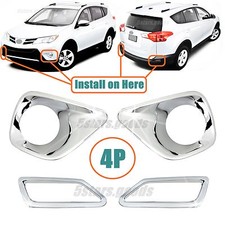 Accessories Chrome Front Rear Fog Light Covers For Toyota Rav4 2013 2014 2015