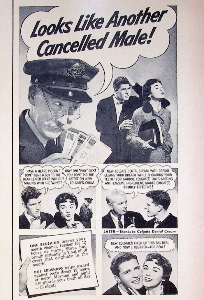 1954 Colgate Ribbon Dental Cream Gardol Cleans Breath Guards Teeth 50s Print Ad eBay