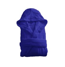 Kids Childrens 100% Cotton Bathrobe Robe Gown Hooded Royal Blue 9 - 10 Years