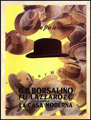 Borsalino 1920 Men's Fashion La Casa Moderna Italian Hat Vintage Poster  Print | eBay