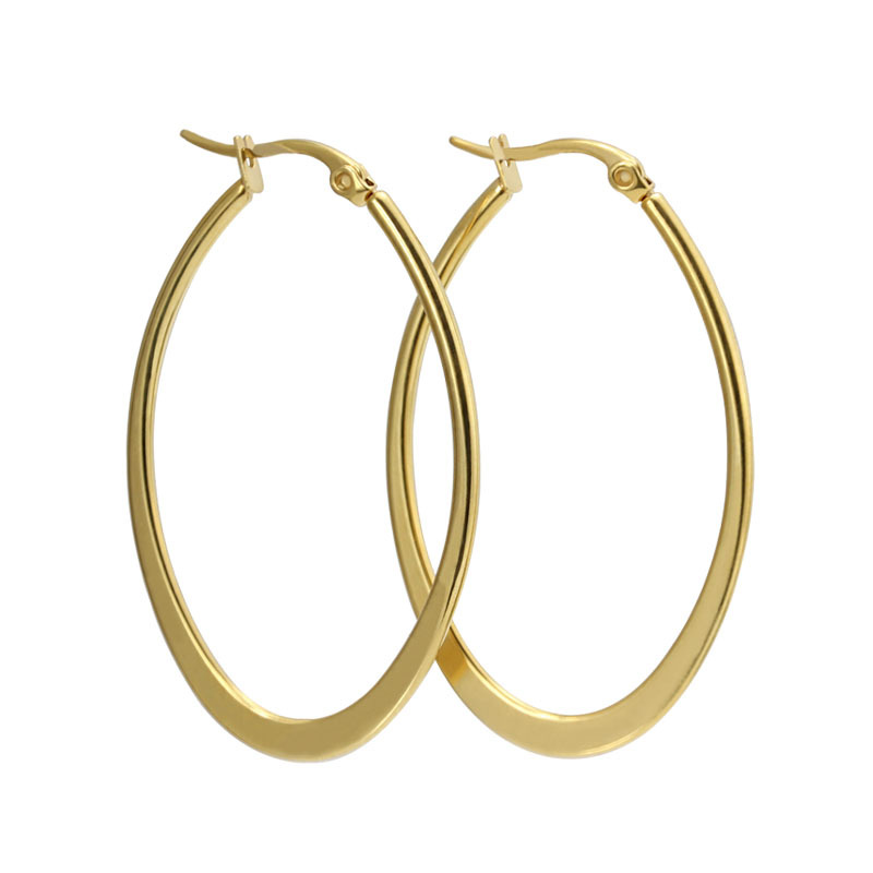 Gift for Women Jewelry Stainless Steel 18k Gold Plated Oval Hoop Earrings