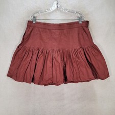 Anthropologie Womens Skirt Rust Cotton Micro Pleated Eula Pintuck Mini Size XL