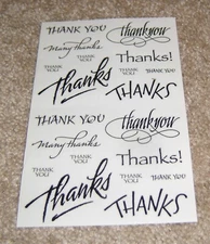 Mrs. Grossman Sticker Sheet ~ Many Thanks Words/Phrases