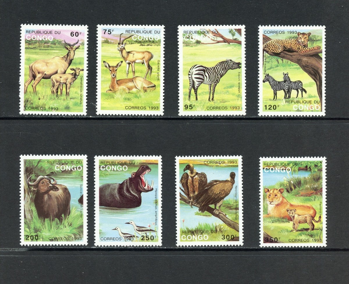R0538 P.R. Congo 1993 fauna wild animals 8v. MNH | eBay