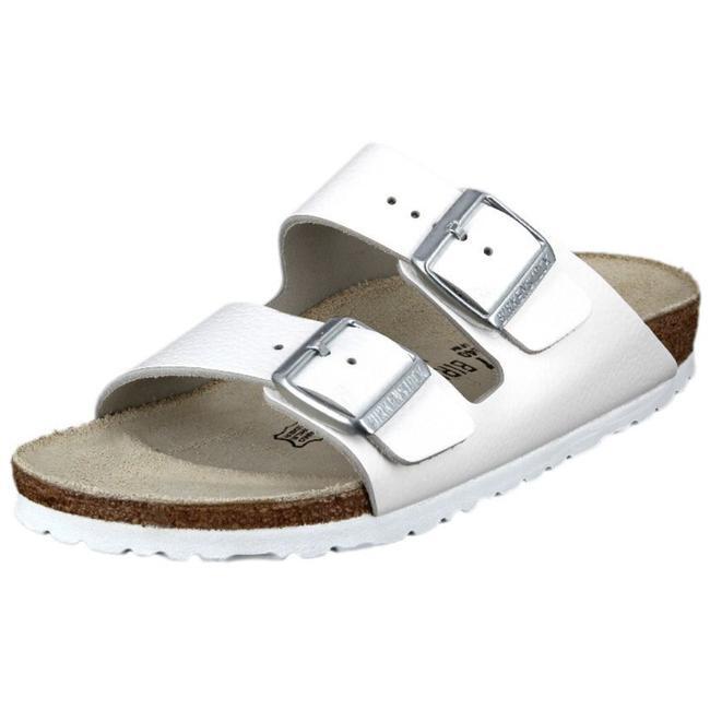 Birkenstock Men’s Leather Arizona Two-Strap Slide Sandals in White Arizona Soft Footbed Leather in Color White | BIRKENSTOCK US main image 4