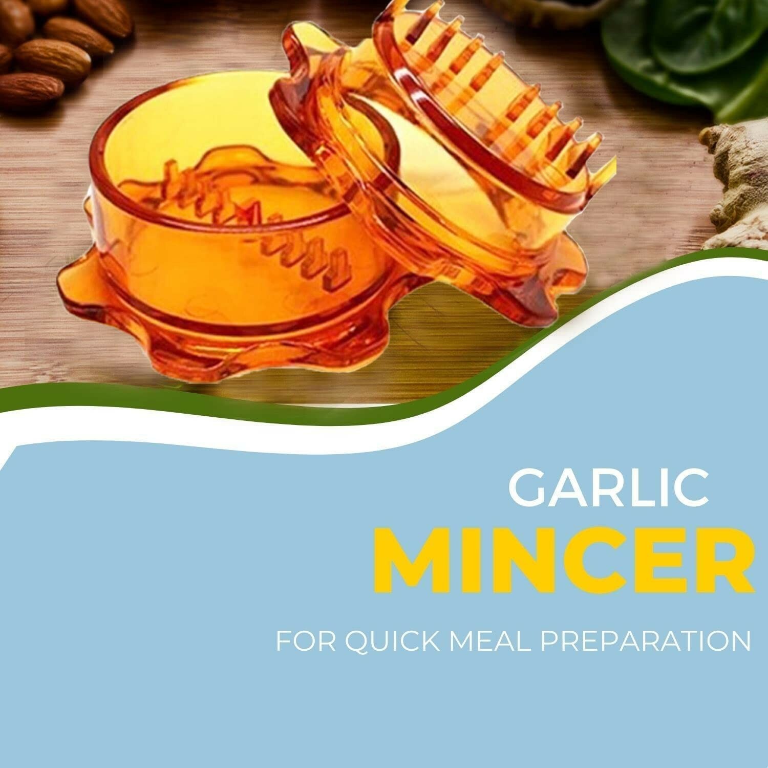 Food Processor-Garlic Mincer Press with a Twist fourth Generation (Orange)