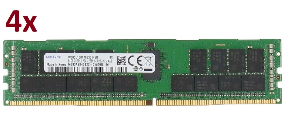 4x 64GB 256GB DDR4 2S2Rx4 2666 MHz ECC REG 3DS RAM RDIMM f Dell Precision XC6320